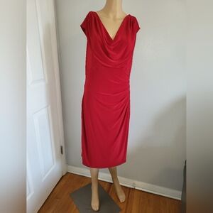 Lauren Ralph Lauren Red Cowl Neck Midi Dress